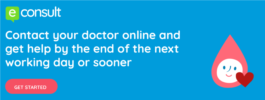 eConsult banner - contact your doctor online and get help by the end of the next working day or sooner